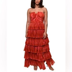 Hutch Simi Strapless Multi-Tiered Tulle Gown in Plus Size